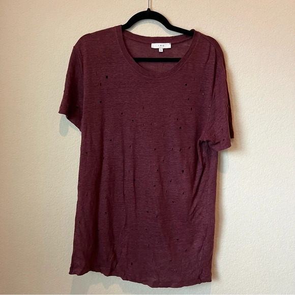 Iro Distressed Clay Tee in burgundy - Picture 2 of 5